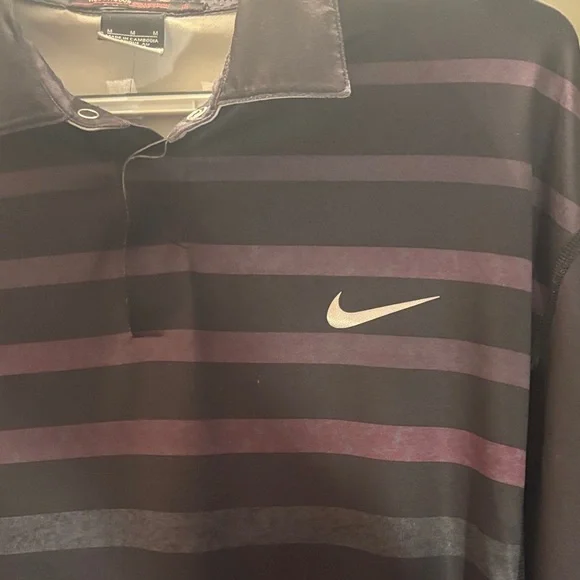 Nike Men's Tiger Woods Black and Purple Striped Polo medium - Picture 3 of 7